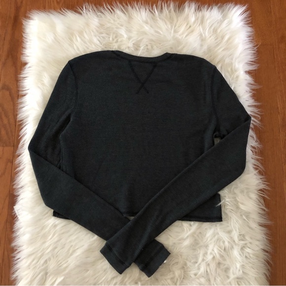 Free People Waffle Knit Thermal Cropped Ready Set Love Long Sleeve - Picture 6 of 7